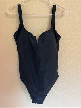 Gottex Navy Blue Sparkly One-Piece Swimsuit with Taupe Lining